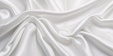 White Silk Fabric Texture with Gentle Folds, Soft Shadows, and Realistic Smooth Satin Sheen for Elegant Luxury Backgrounds, Fashion, and High-End Branding