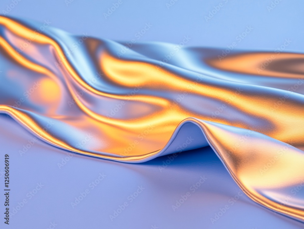 Poster Gradient Lux Scape Iridescent Fabric with Smooth Waves and Atmospheric Light for Premium Visual Content and Contemporary Design in Fashion and Interior Decor