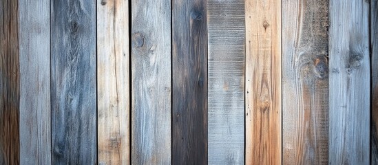 Naklejka premium Textured wooden planks with shadows highlighting the natural grain and color variations for a rustic or vintage backdrop.