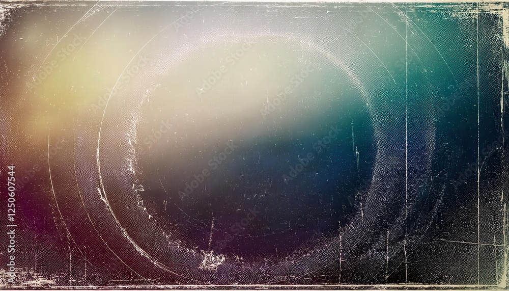Poster abstract vinyl record texture with colorful gradient and scratches, retro music art concept, close-u