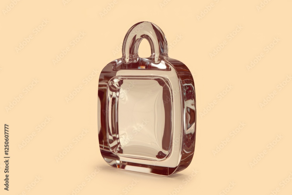 Poster a transparent glass object resembling a handbag or a decorative box with a handle.