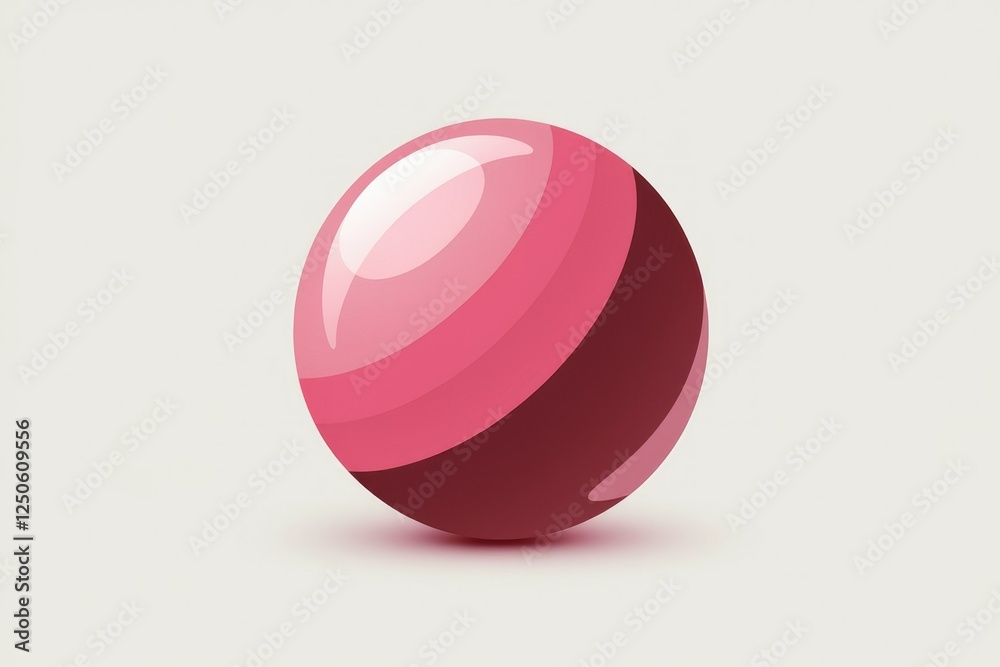 Aufkleber a glossy pink and maroon sphere with subtle horizontal gradients, isolated on a light gray backgroun