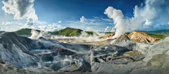 Panoramic Landscape Active Mud Volcanoes