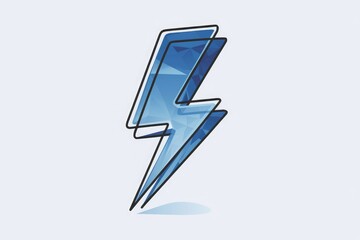 Fototapeta premium Abstract polygonal lightning bolt, blue, double exposure, energy, power.