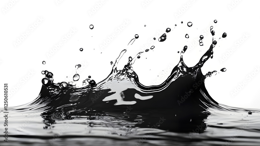 Fototapete Striking black and white image capturing the dynamic and fluid motion of water as it splashes and creates mesmerizing patterns  The image showcases the beauty and power of liquids in motion