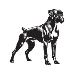 Distinctive Boxer Dog silhouette featuring a muscular and alert pose - Boxer Dog illustration - minimal Boxer Dog vector