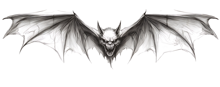 A bat with wings spread wide isolated on a white background PNG.AI GENERATED