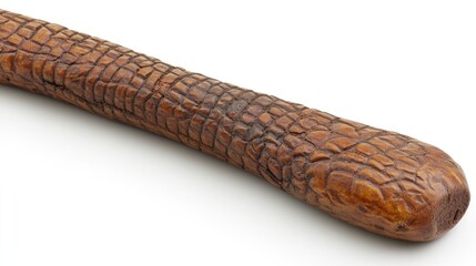 Carved Wooden Club with Crocodile Skin Texture