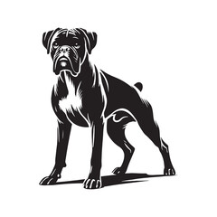 Boxer Dog silhouette capturing the breed’s loyalty and strength - Boxer Dog illustration - minimal Boxer Dog vector 
