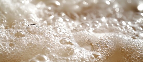 Fototapeta premium Clean water surface with bubbles creating a fresh and soothing natural texture in a close-up perspective.