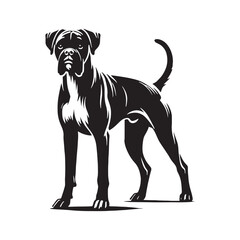 Dynamic Boxer Dog silhouette highlighting strength and agility - Boxer Dog illustration - minimal Boxer Dog vector