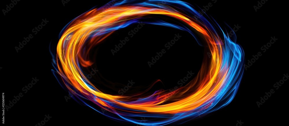 Poster vibrant swirl of fire and light captured with slow shutter speed creating a dynamic circular motion 