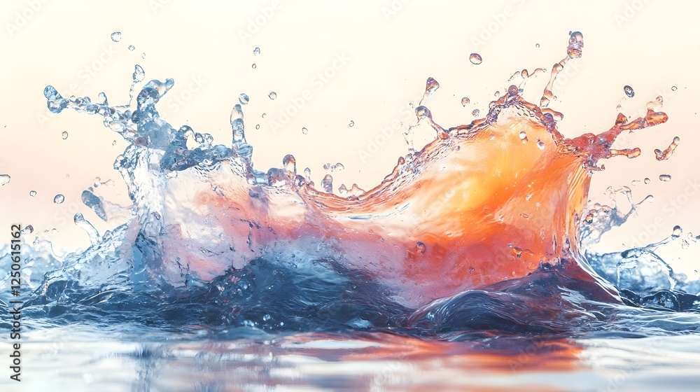 Poster Vibrant and dynamic image showcasing a colorful water splash with a fluid energetic motion  The abstract and natural design creates a visually striking and elegant composition
