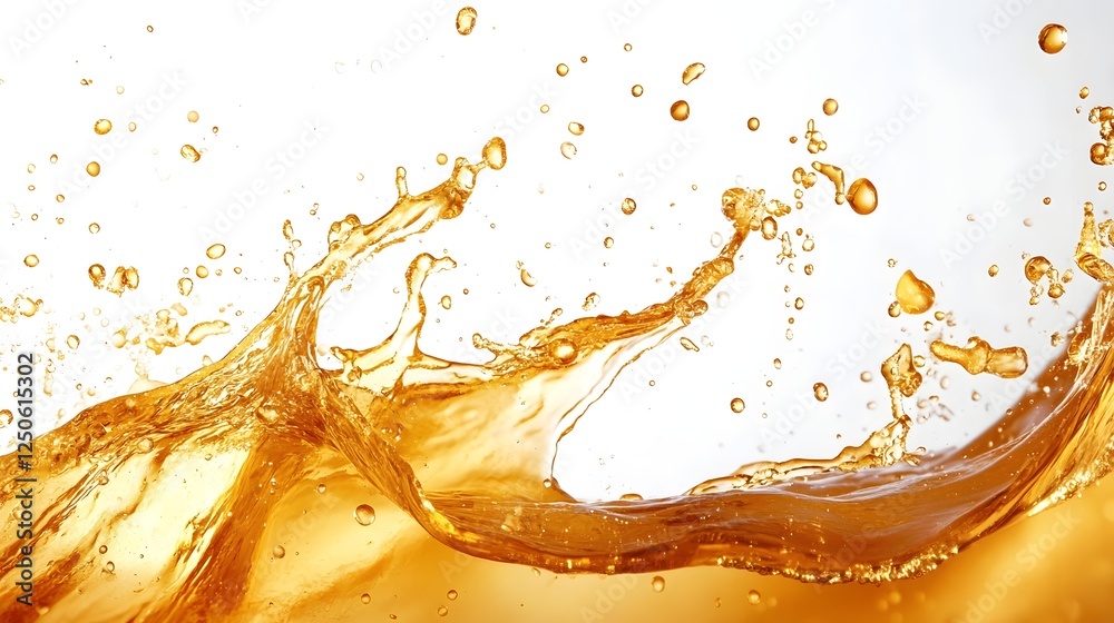Poster Vibrant and dynamic splash of orange liquid with captivating abstract shapes textures and movement  The image conveys a sense of energy refreshment and a natural organic feel