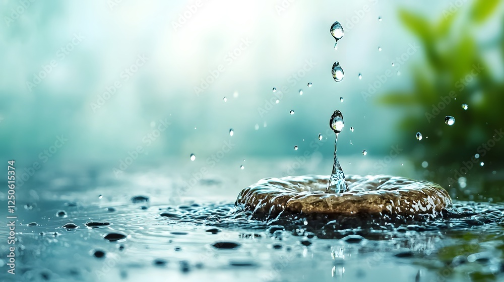 Poster mesmerizing raindrop splash on water surface with abstract art and design beautiful macro shot of a 