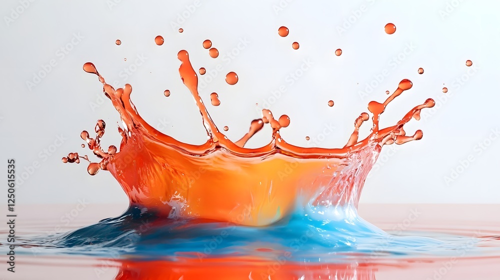Fototapete vibrant and dynamic splash of orange liquid with colorful waves and fluid motion creating an abstrac