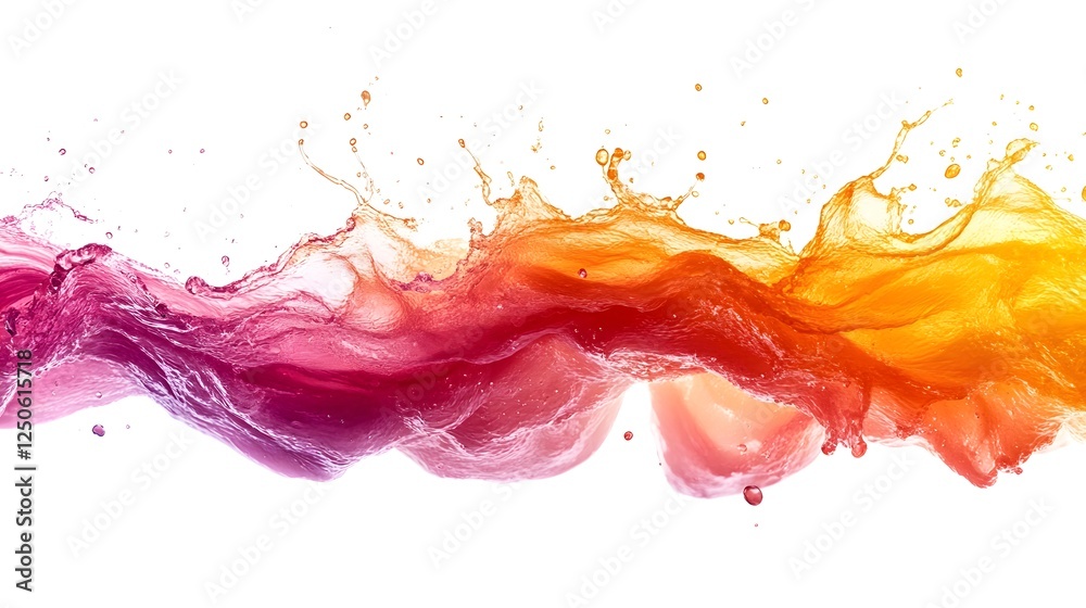 Poster vibrant colored liquid splash abstract art composition with dynamic motion and energy creative digit