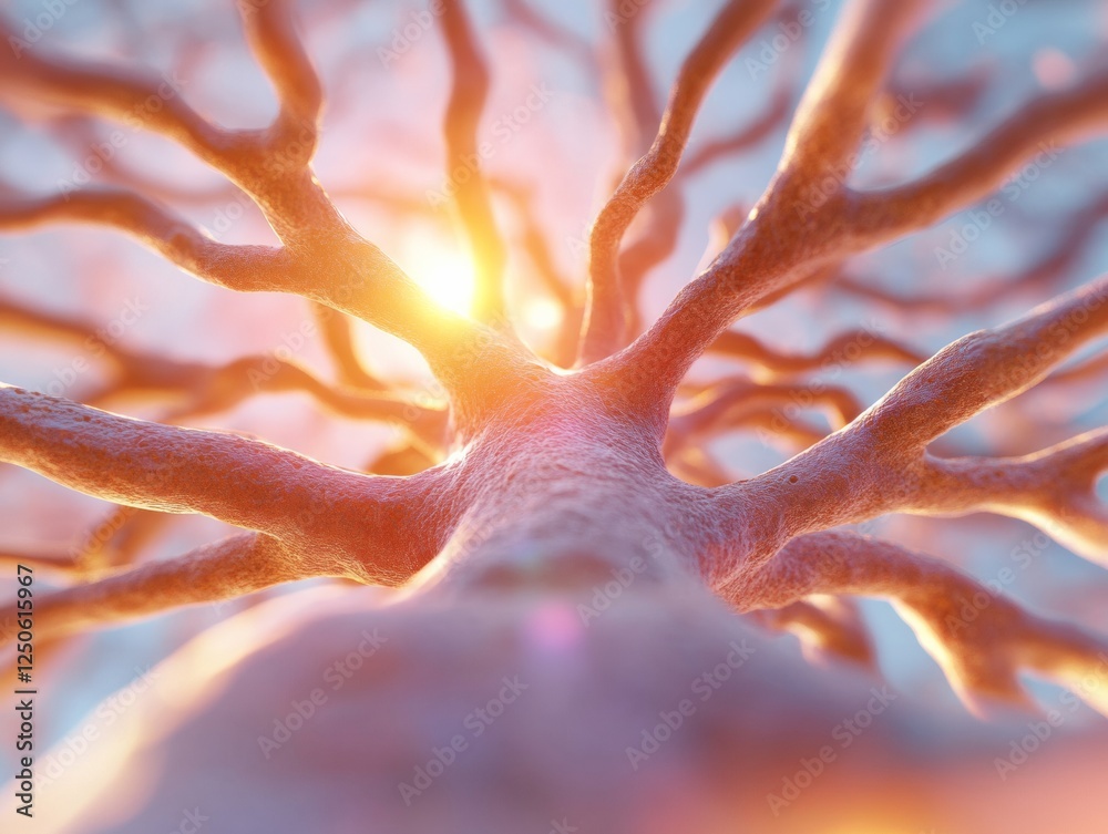 Poster Organic Neural Network Abstract Biophilic Design of Textured Root-Like Structures - Visualizing Hidden Connections for Tech Innovation and Eco Branding