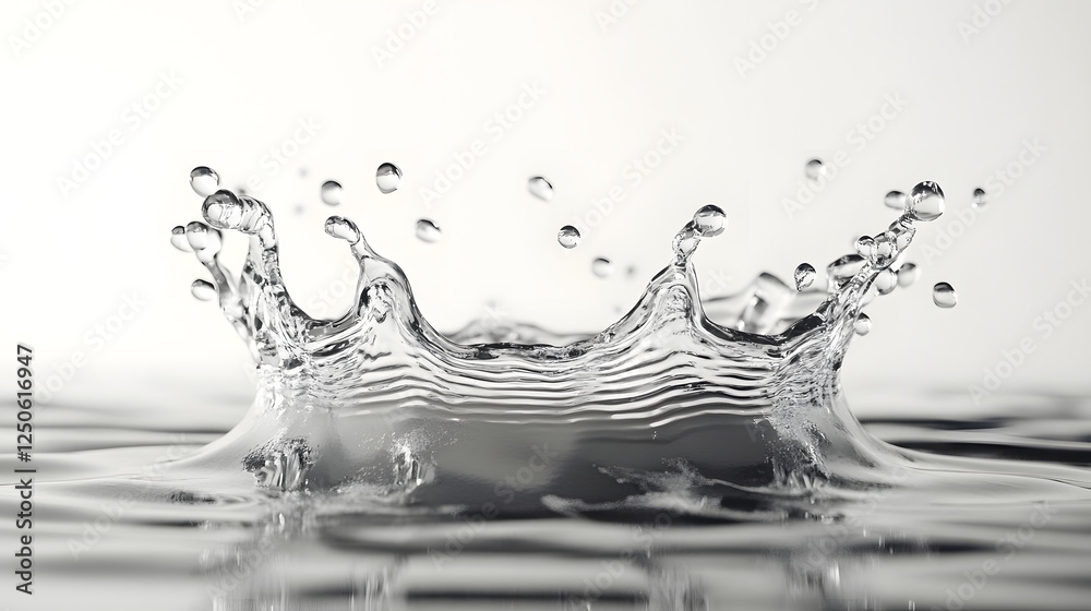 Aufkleber Vibrant dynamic water splash with cascading droplets creating a mesmerizing abstract liquid pattern on a clear transparent background