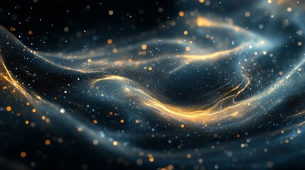 A close-up view of shimmering particles swirling gracefully in the air, with a dark background for contrast