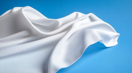 Obraz premium Luxurious Textured White Fabric on Vibrant Blue Premium Material for Fashion Innovation and Interior Design - Modern Aesthetic for Stylish Branding and Market Appeal