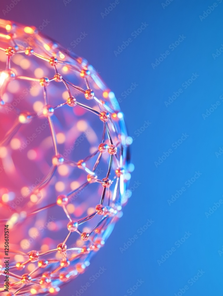 Leinwandbilder Vibrant Digital Sphere Modern Network Nodes and Neon Gradient - Tech Visualization for Innovative Business Solutions and Futuristic Marketing Strategies