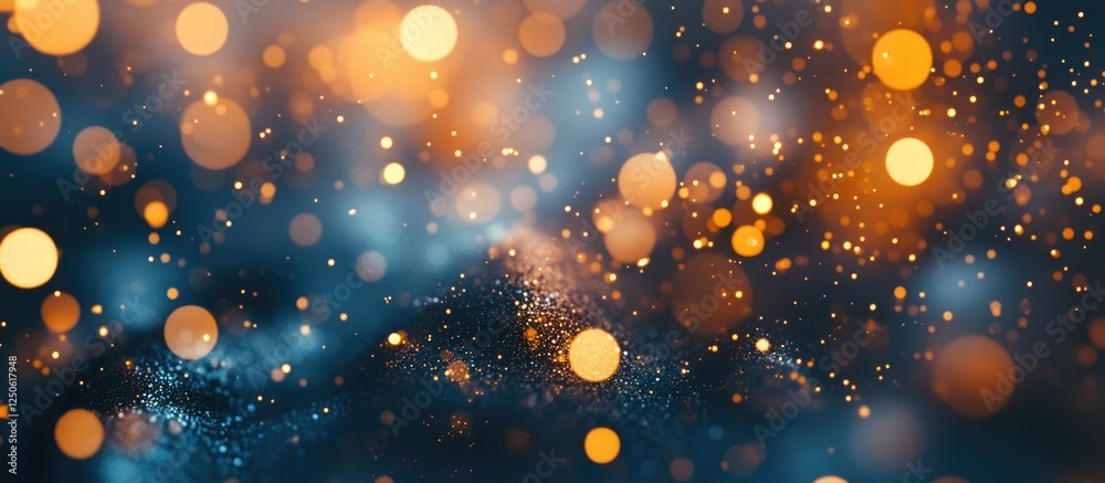 Wall mural bokeh lights creating a dreamy effect against a deep blue background for festive or artistic themes.