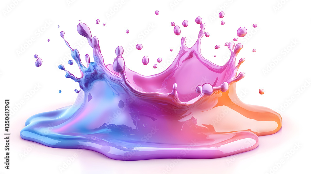 Poster vibrant liquid splash of colorful paint in dynamic motion abstract digital art with swirling acrylic