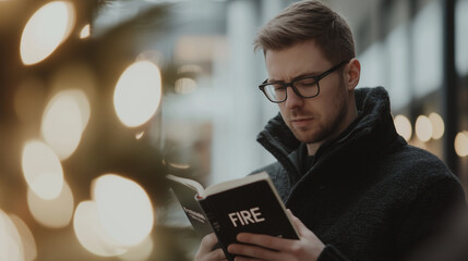 Determined Person Reading Financial Independence Book