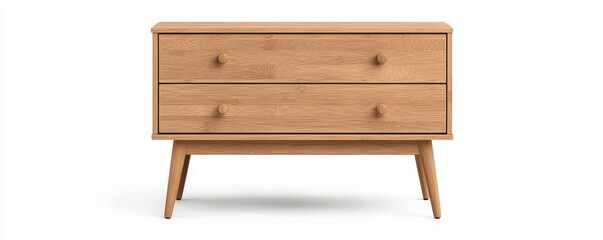 Fototapeta premium Light Brown Wooden Nightstand With Two Drawers