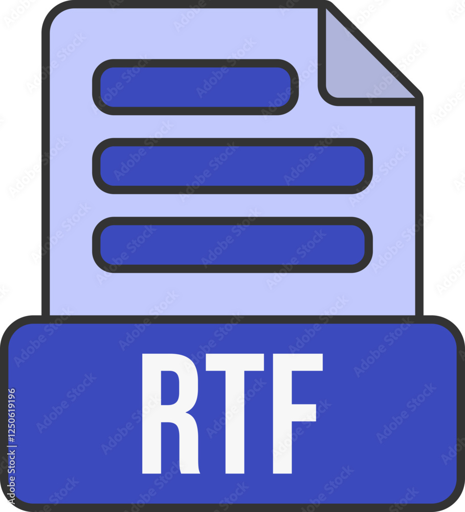 Fototapete rtf file format icon lineal color