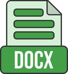 Fototapeta premium DOCX File Format Icon Lineal Color