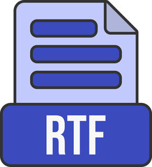 RTF File Format Icon Lineal Color