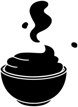 steaming bowl of food, black silhouette clip art preview