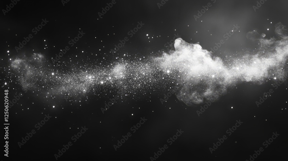 Wall mural a detailed shot of fine particles gently floating in the air, forming intricate patterns against a d