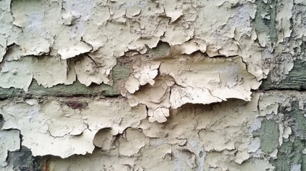 Fototapeta premium Worn Textured Background of Peeling Paint on Old Brick Wall with Cracked Surfaces and Weathered Appearance