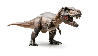 Fototapeta premium Tyrannosaurus Rex Dinosaur Model Posing on White Background