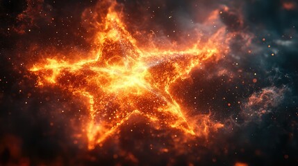 Naklejka premium A luminous star shape surrounded by swirling smoke,