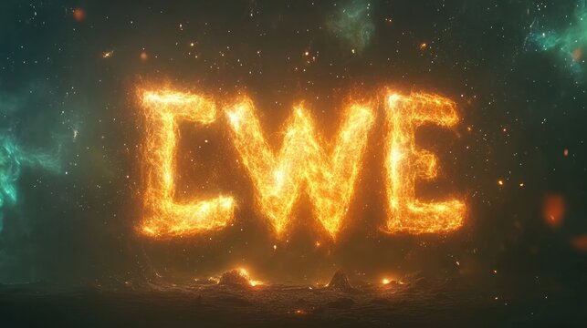 Illuminated CWE Text in Cosmic Landscape Displaying Cybersecurity Concepts