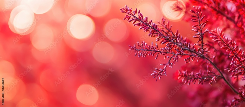 Poster vibrant red bokeh background with natural elements creating a soft and dreamy atmosphere ideal for c