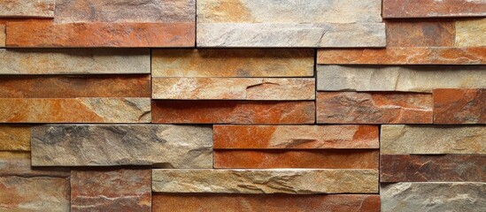 Textured stone wall featuring warm earthy tones and layered design suitable for architectural and decorative backgrounds.