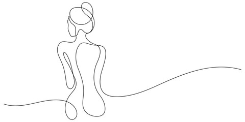 hand drawn of beauty woman back side looking sideways one line drawing continuous