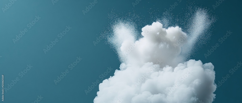 Poster cosmic vapor dynamics white powder explosion and smoke art on dark canvas - abstract creativity for 