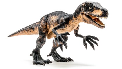Naklejka premium A detailed model of a velociraptor dinosaur