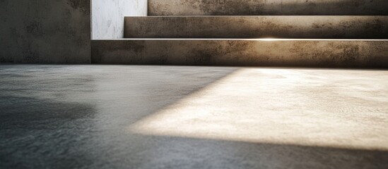 Polished concrete texture showcasing a modern construction background with rough concrete steps and dramatic lighting effects.