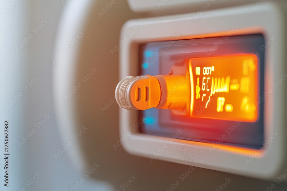 Poster Minimalist Tech Display Vibrant Digital Thermometer on Weather Control Panel - Innovative Climate Science Tools for Environmental Monitoring and Data Analysis