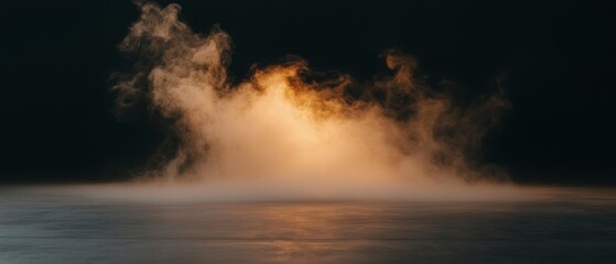 Dark Atmospheric Background with Golden Smoke and Haze