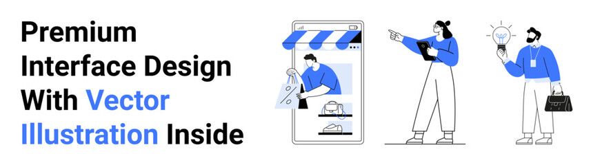 Team working on mobile storefront design symbolizing creativity, teamwork, and innovation. Ideal for e-commerce, technology, collaboration, digital marketing, creativity, innovation flat landing