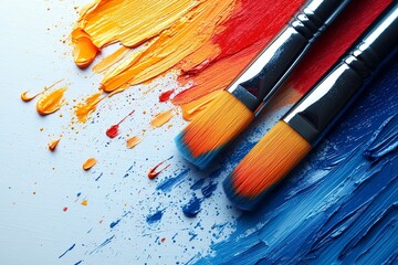 Obraz premium brushes with paint smudges