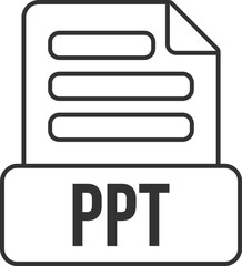 PPT File Format Icon Black Outline